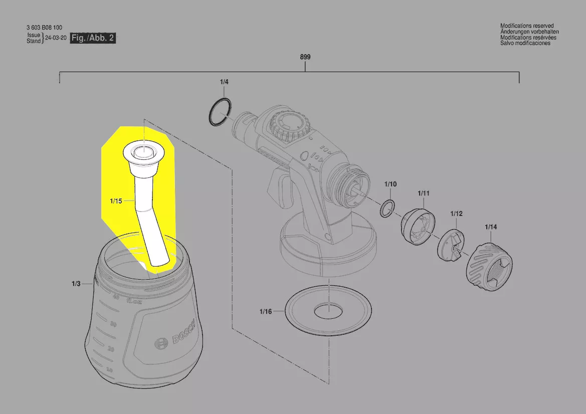 tube aspiration godet réf. 1 605 108 2T7 Bosch
